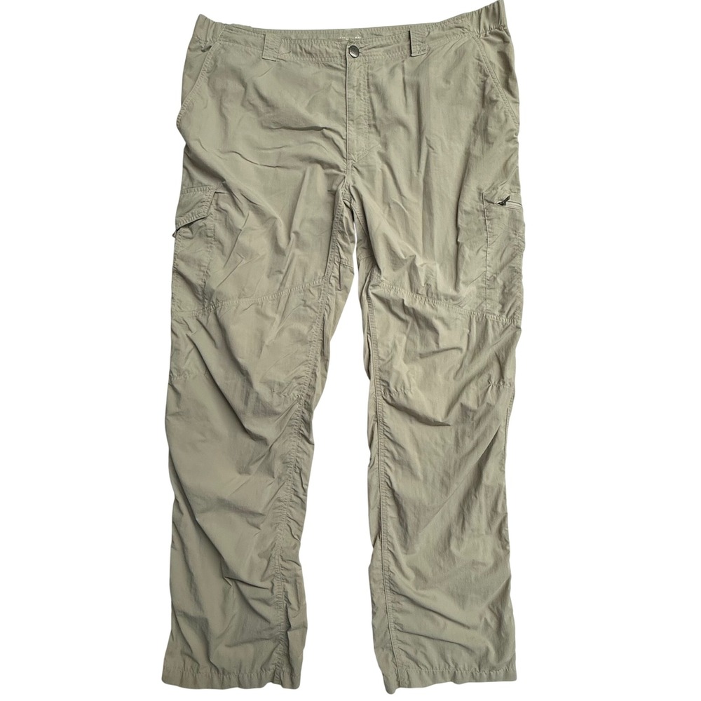 Columbia Omni-Shade Cargo Hiking Pants Men's 42x32 Beige Nylon UPF Outdoor
